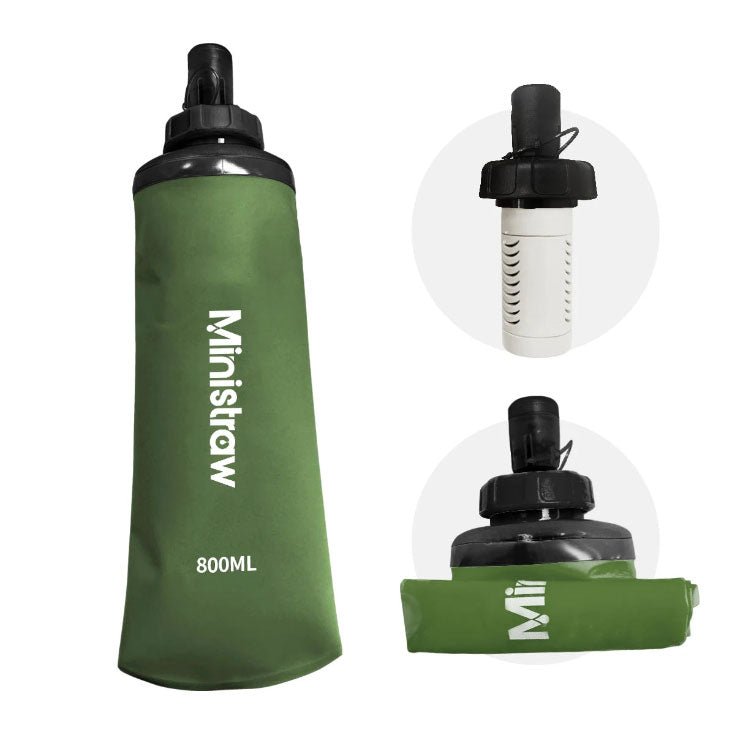 800ml Foldable Filter Bottle SKU Green| Yiran Sportslife