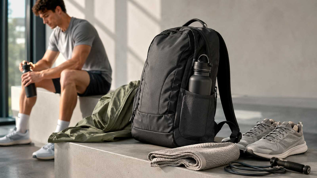 Water bottle and sports backpack for practical active daily carry