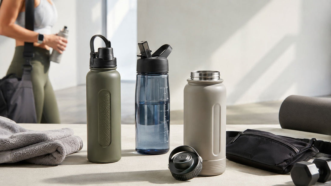 Water bottle design upgrades blog cover with practical bottle features and modern fitness hydration essentials