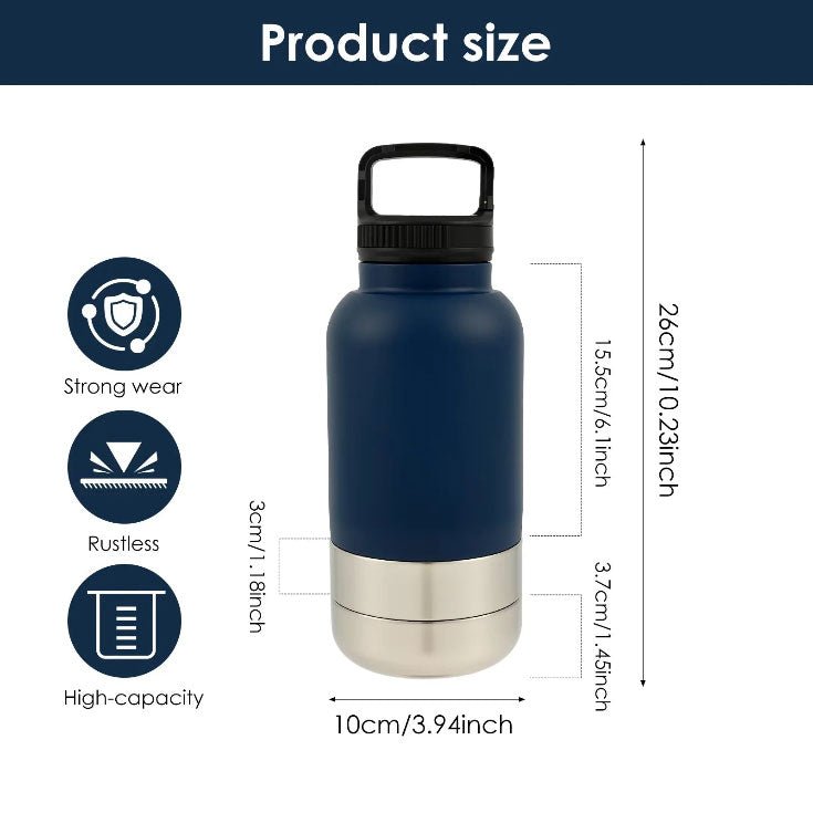 32oz Insulated Bottle with Detachable Dog Bowl Sku Blue|Yiran Sportslife