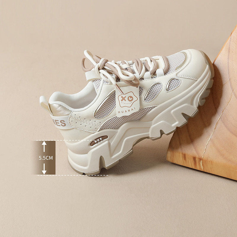 Leather Patchwork Thick Bottom Sneakers