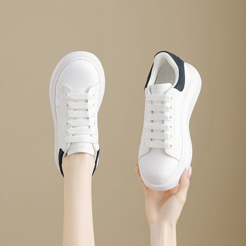 Thick-Soled Flat Platform Sneakers