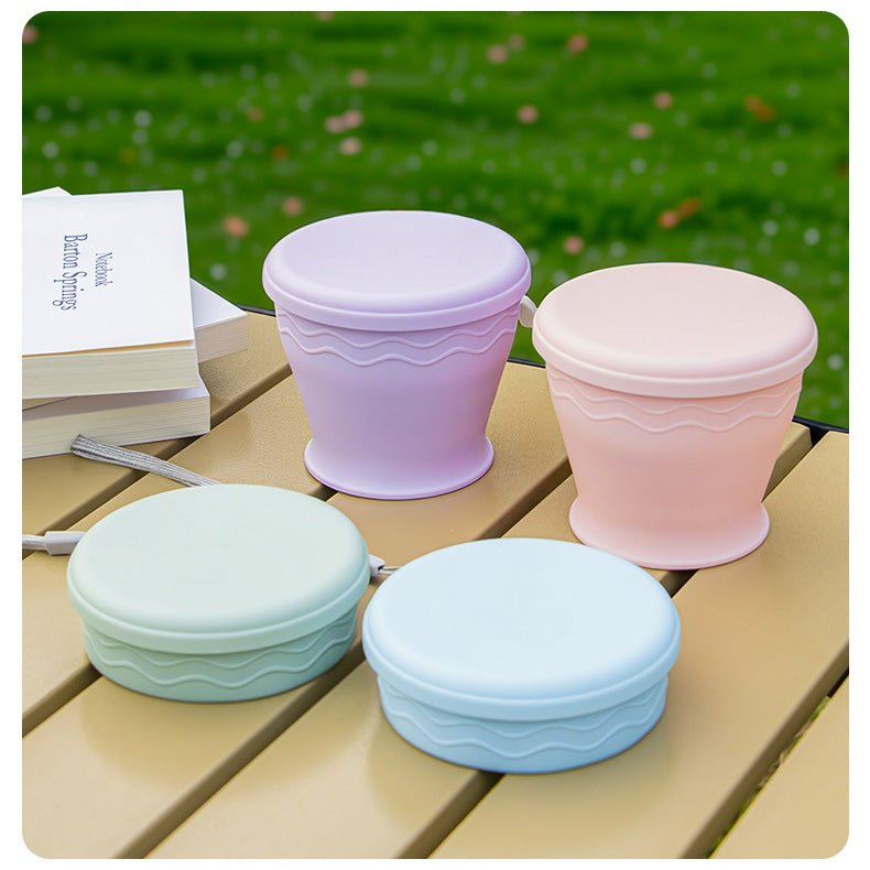Collapsible Silicone Travel Cup with Lid Main|Yiran Sportslife