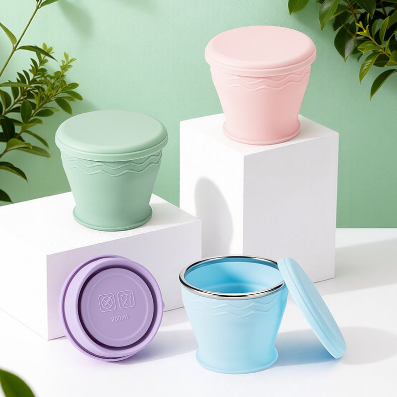 Collapsible Silicone Travel Cup with Lid Main|Yiran Sportslife