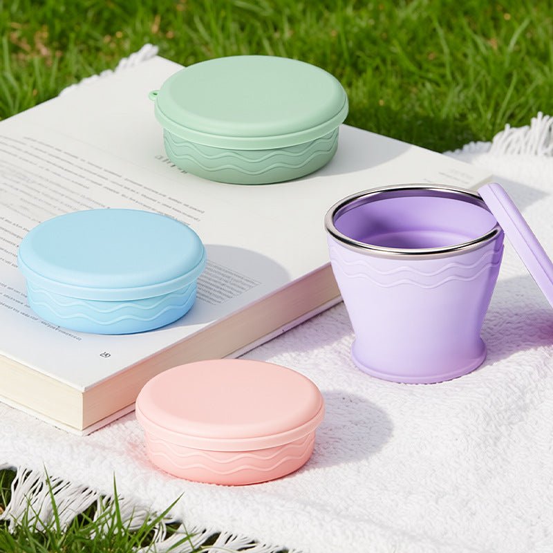 Collapsible Silicone Travel Cup with Lid Main|Yiran Sportslife