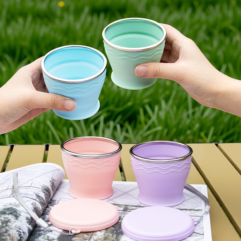 Collapsible Silicone Travel Cup with Lid Main|Yiran Sportslife