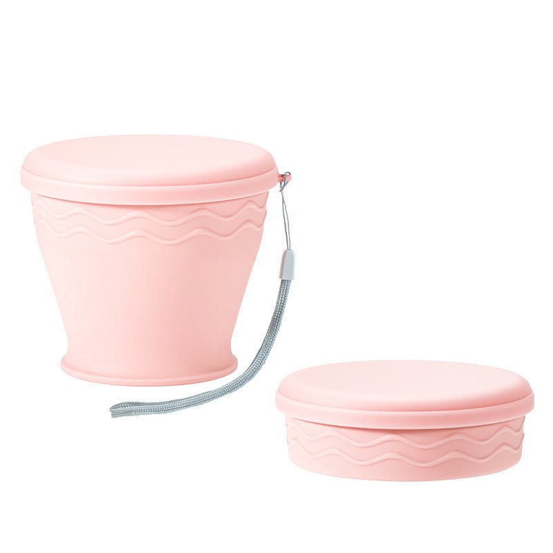 Collapsible Silicone Travel Cup with Lid SKU Pink 200ML|Yiran Sportslife