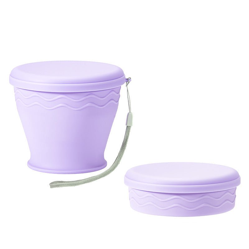 Collapsible Silicone Travel Cup with Lid SKU Purple 200ML|Yiran Sportslife