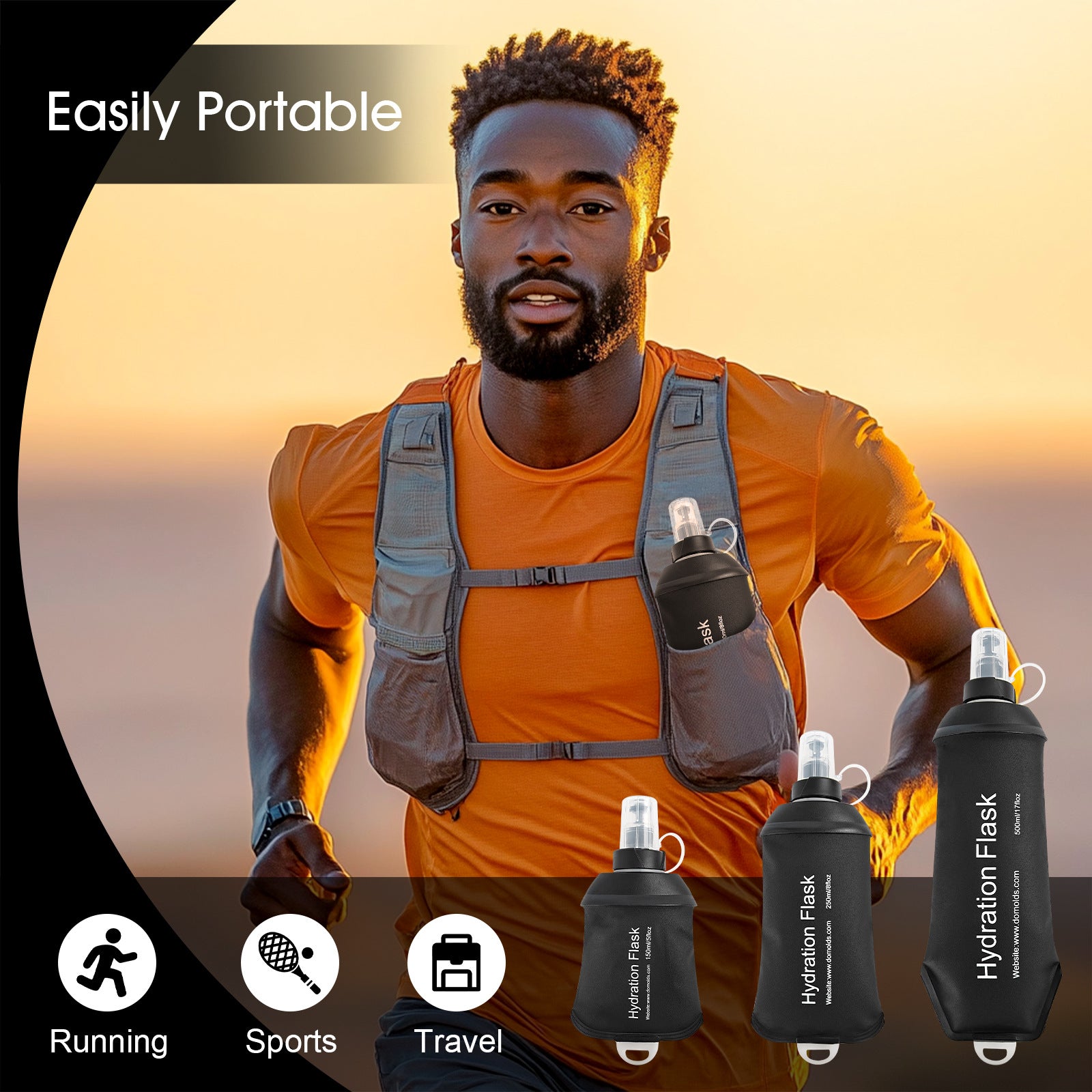 Collapsible Soft Flask Running Water Bottle Main|Yiran Sportslife