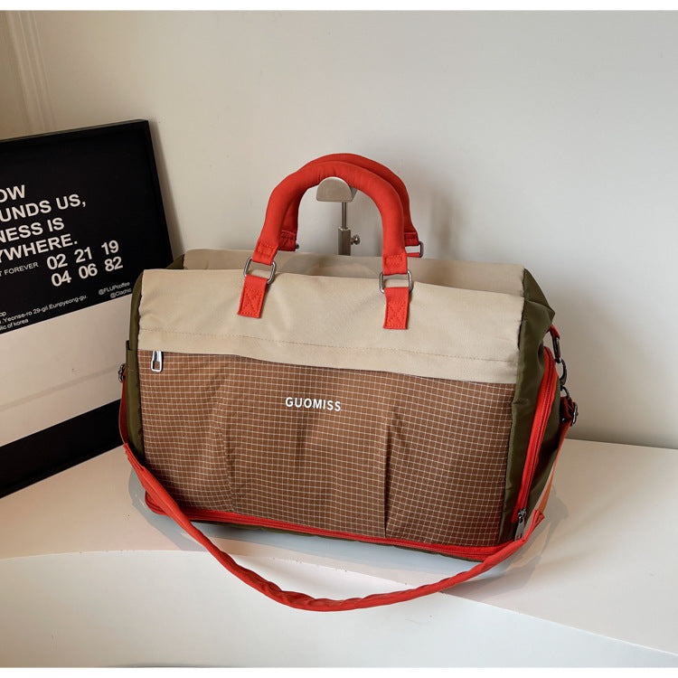 Colorblock Sports Duffel with Shoe Pocket SKU Brown| Yiran Sportslife