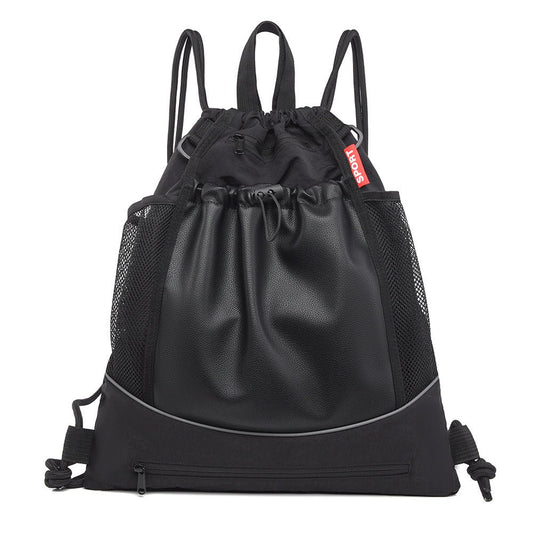 Drawstring Sports Backpack with Basketball Pocket SKU Black| Yiran Sportslife