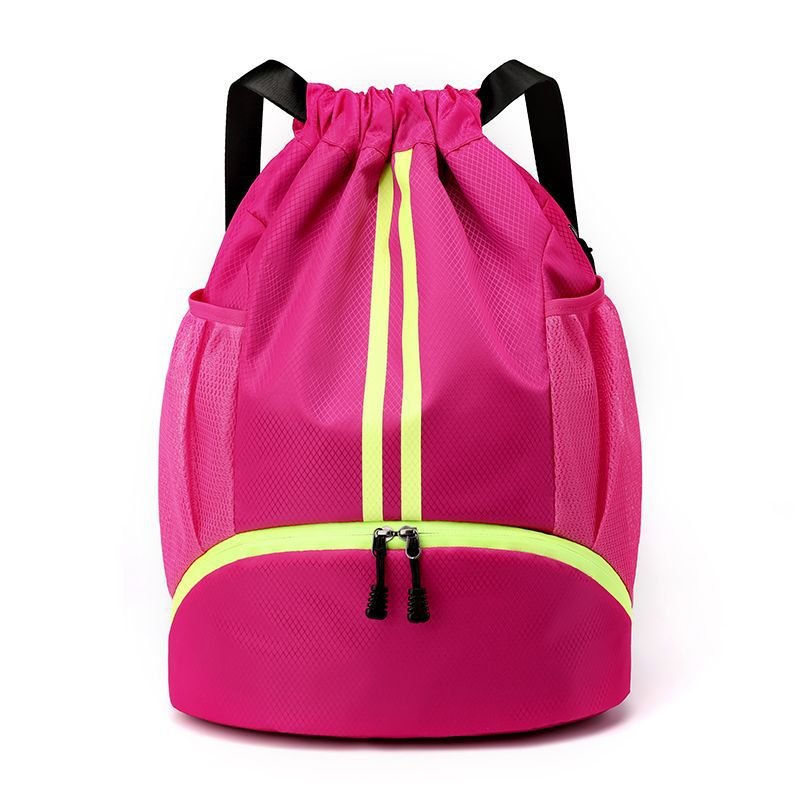 Drawstring Sports Ball Backpack with Shoe Compartment SKU Rose Red| Yiran Sportslife