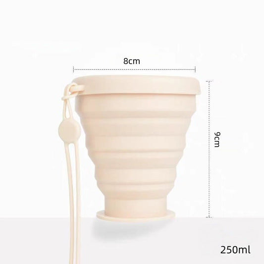 Foldable Silicone Camping Cup with Lid SKU Beige|Yiran Sportslife