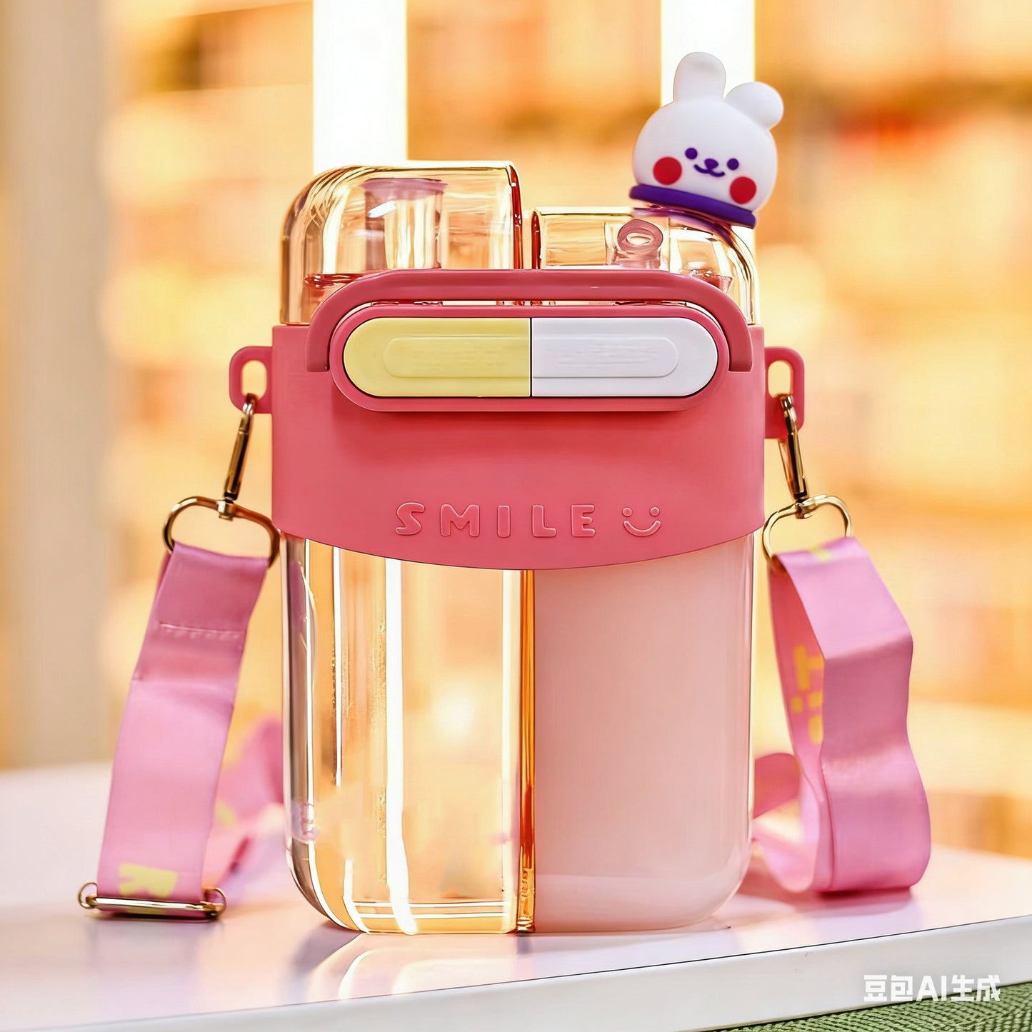 Dual Chamber Crossbody Water Bottle SKU Pink|Yiran Sportslife