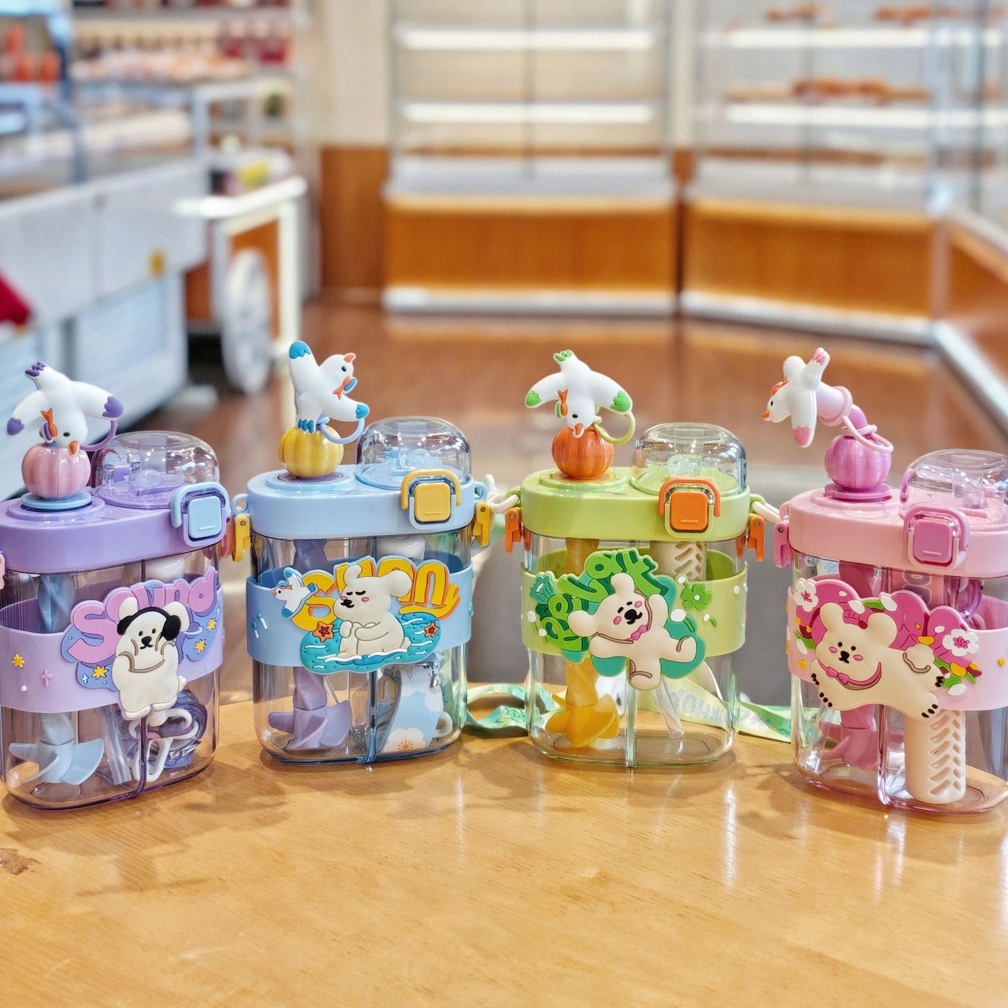 Kids Dual Chamber Double Straw Bottle with Strap Main|Yiran Sportslife