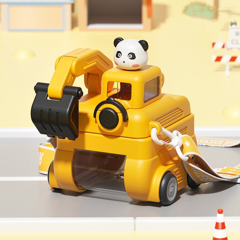 Kids Excavator Straw Water Bottle with Strap SKU Yellow 500ML|Yiran Sportslife