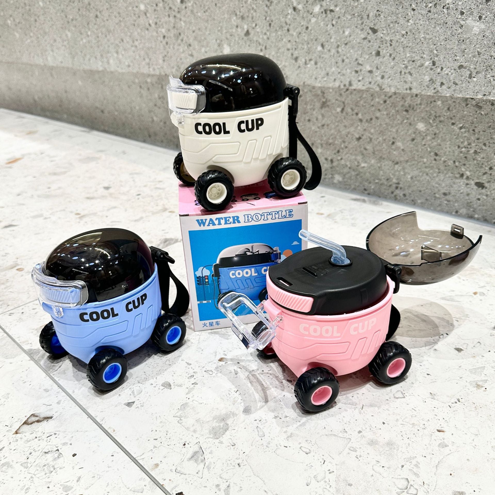 Kids Mars Rover Straw Water Bottle with Wheels Main|Yiran Sportslife