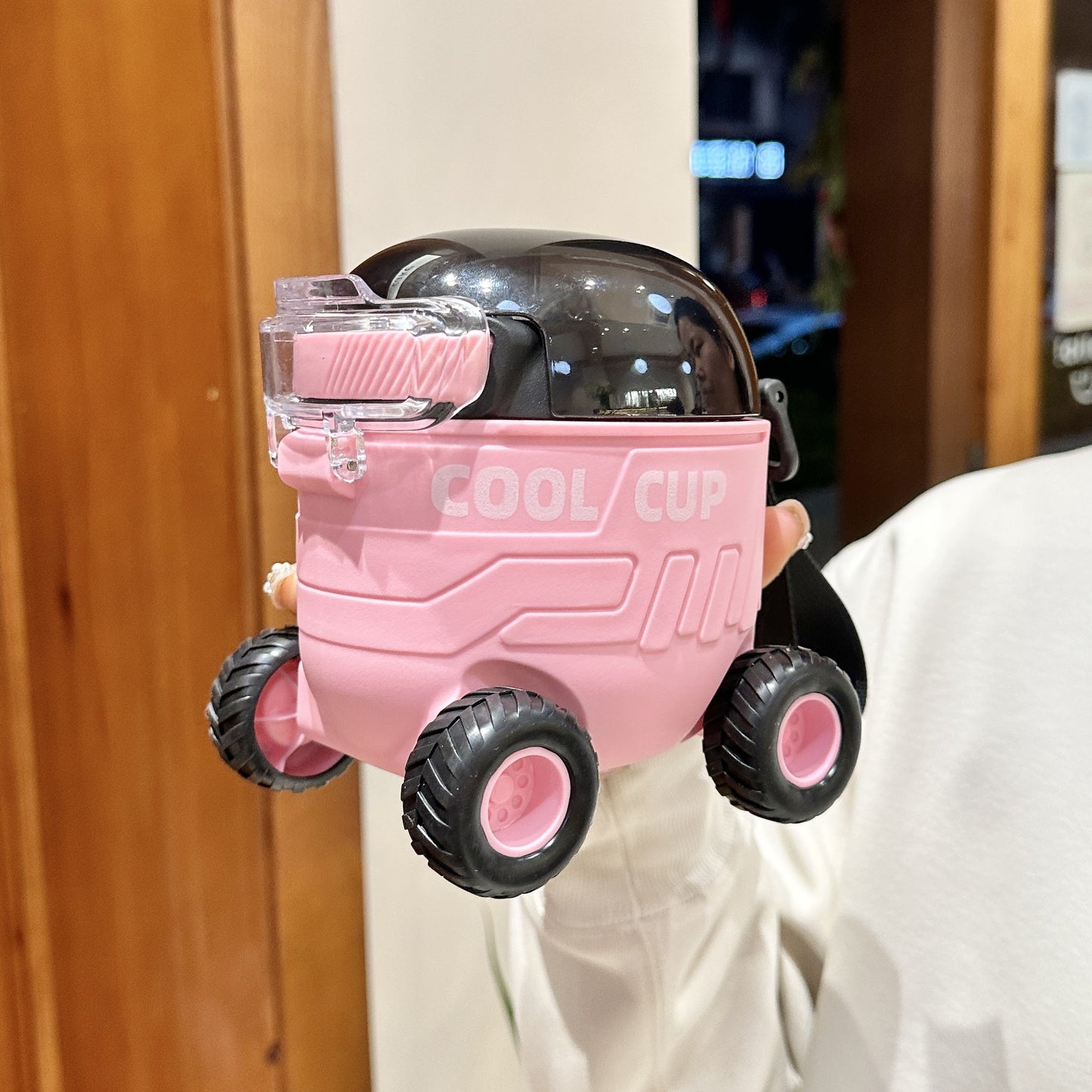 Kids Mars Rover Straw Water Bottle with Wheels SKU Pink|Yiran Sportslife