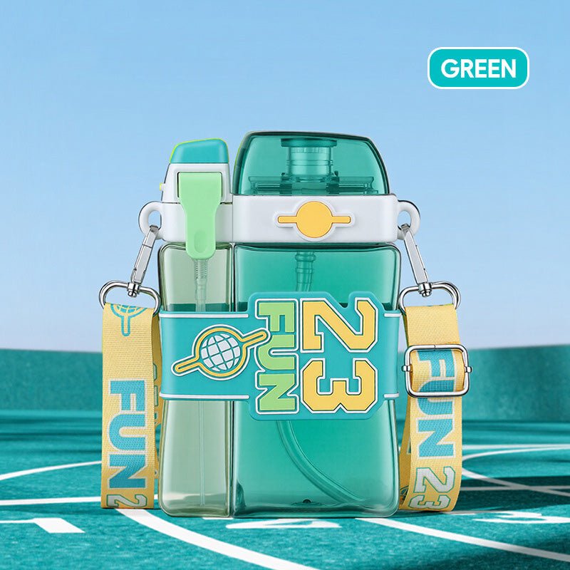 Kids 2-in-1 Tritan Misting Water Bottle with Strap SKU Green|Yiran Sportslife