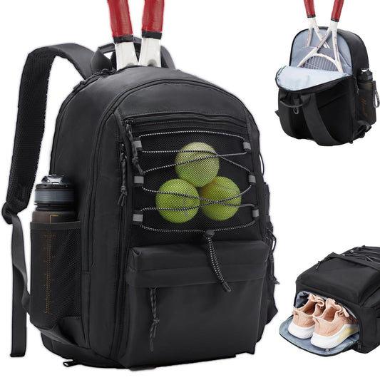 Large Tennis Backpack with Shoe Compartment SKU Black| Yiran Sportslife