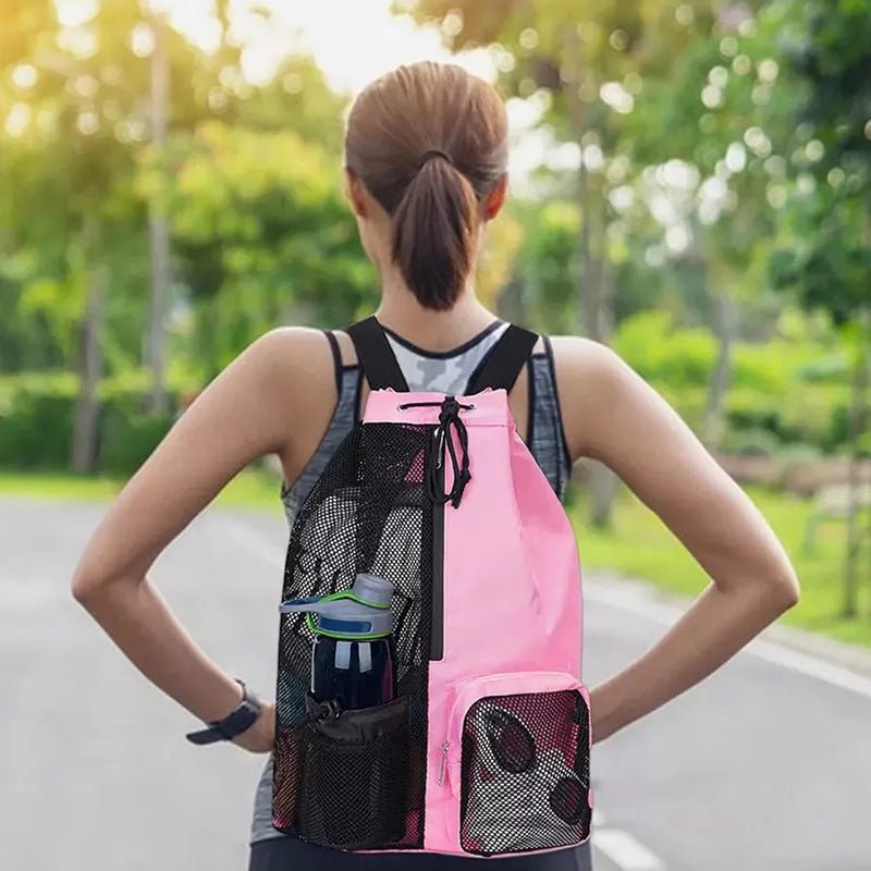 Mesh Beach Backpack with Drawstring Closure Main| Yiran Sportslife