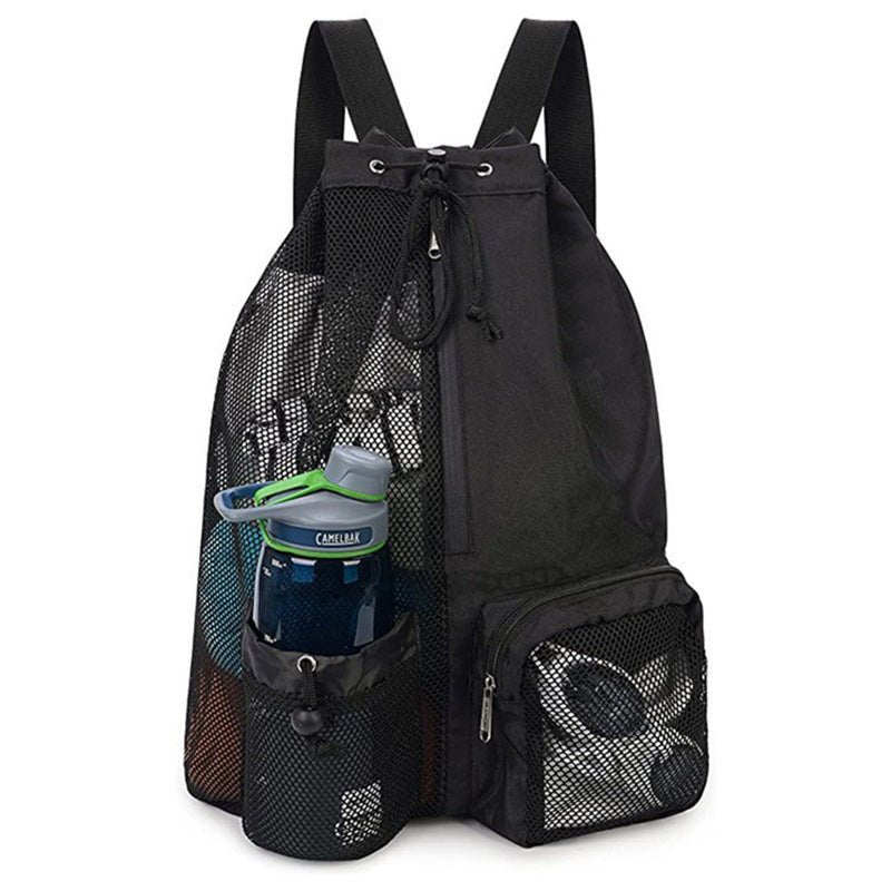 Mesh Beach Backpack with Drawstring Closure SKU Black| Yiran Sportslife