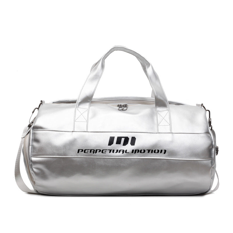 Metallic PU Gym Duffel with Wet/Dry Pocket SKU Silver| Yiran Sportslife