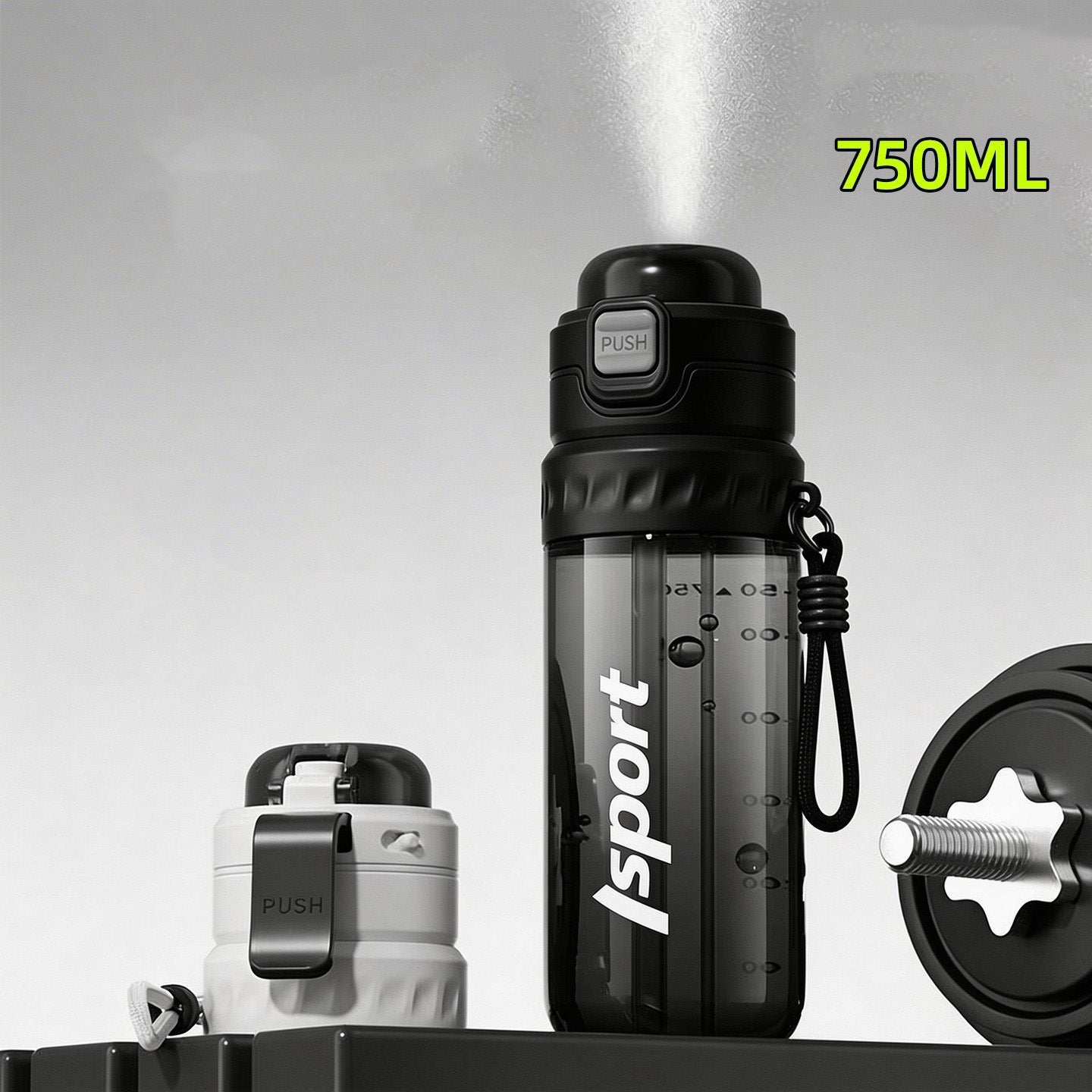 750ml Mist Spray Water Bottle SKU Black| Yiran Sportslife