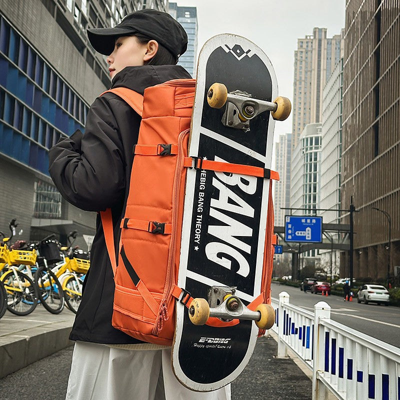Skateboard Backpack with Helmet Pouch SKU Orange| Yiran Sportslife