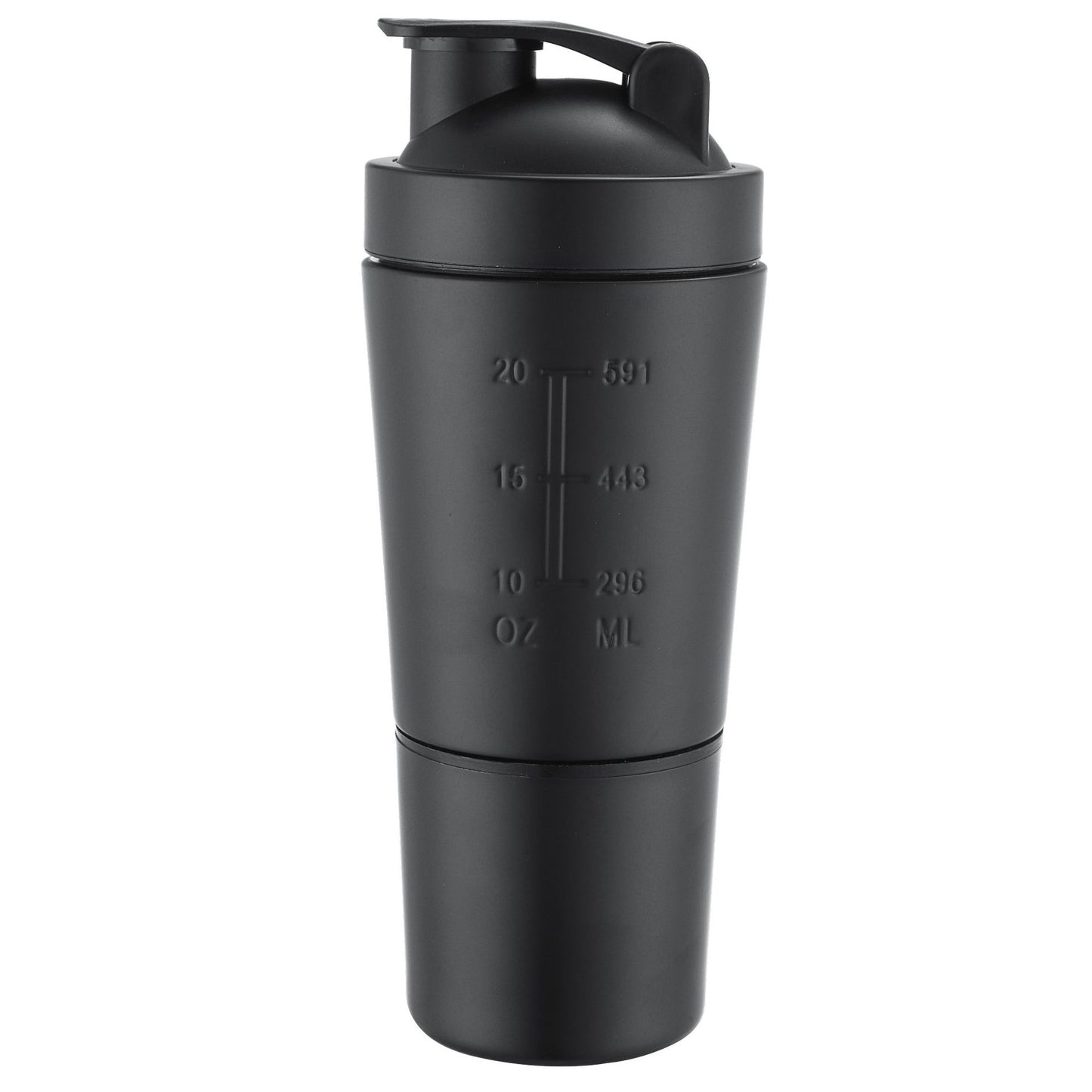 304 Stainless Steel Shaker with Storage Cup SKU Black 590ML+200ML|Yiran Sportslife